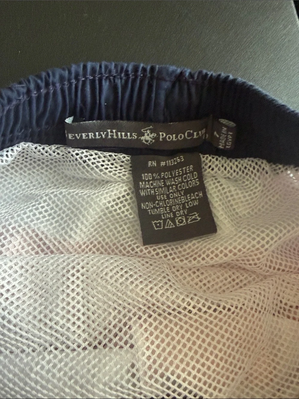 Beverly Hills Polo Club Navy Elastic Waistband Shorts with White Mesh Lining